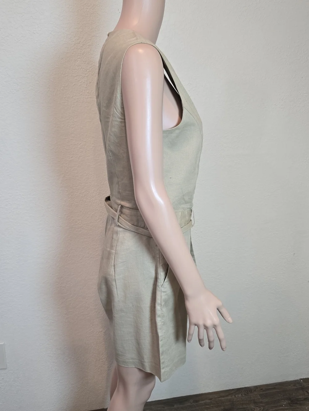 BANANA REPUBLIC Romper One Piece Shorts Womens 8 Beige Linen Blend - Picture 5 of 14